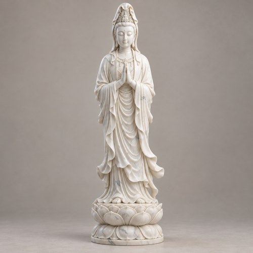 Tượng Quan Âm chắp tay bằng đá